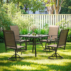 English Elm Outdoor Swivel Patio Dining Chairs Textilene Woven Set for Backyard Entertaining T3623P433697
