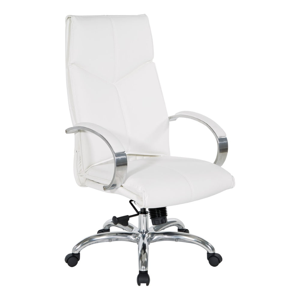 OSP Home Furnishings Deluxe Executive Faux Leather High Back Office Chair with Lumbar Support and Aluminum Base 7250-R101