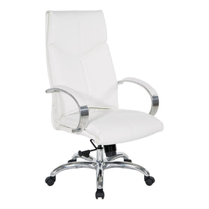 OSP Home Furnishings Deluxe Executive Faux Leather High Back Office Chair with Lumbar Support and Aluminum Base 7250-R101