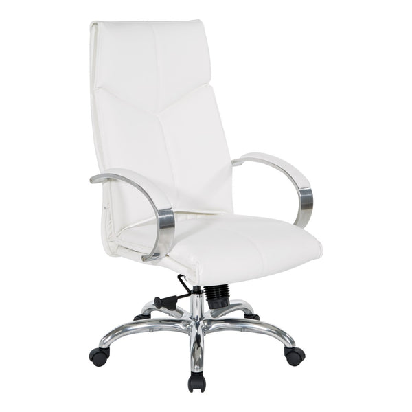 OSP Home Furnishings Deluxe Executive Faux Leather High Back Office Chair with Lumbar Support and Aluminum Base 7250-R101