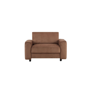 English Elm Modern Minimalist Chair Corduroy Sofa with Plush Wrinkle‑Resistant Fabric and Sturdy Wooden Frame, Compact Comfortable Seating for Home and Office Spaces Brown B347P401103