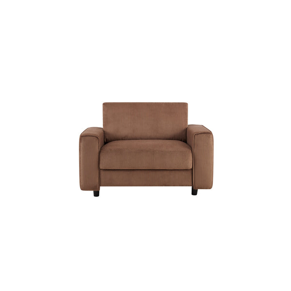 English Elm Modern Minimalist Chair Corduroy Sofa with Plush Wrinkle‑Resistant Fabric and Sturdy Wooden Frame, Compact Comfortable Seating for Home and Office Spaces Brown B347P401103