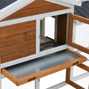 English Elm 58" Fir Wood Rabbit Hutch Waterproof Roof Galvanized Tray Small Pet Enclosure W1431P341314