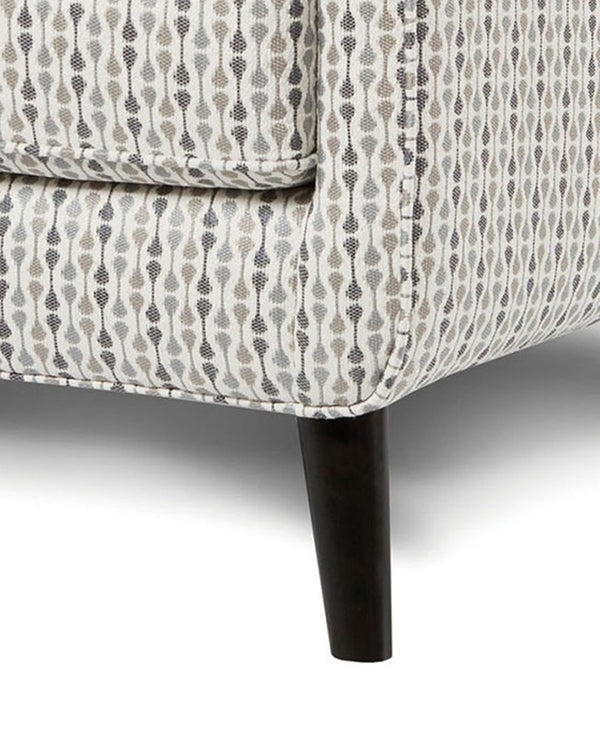 English Elm Soft Vintage Pop Art Upholstered Chair with Sloping Track Arms, Tapered Dark Wood Legs, Welt Trim B2741P376975