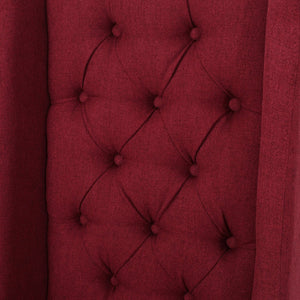 English Elm Dining Chair Set of Two Wingback Button Tufted High Back Birch Leg Upholstered Red 61539.00DRED