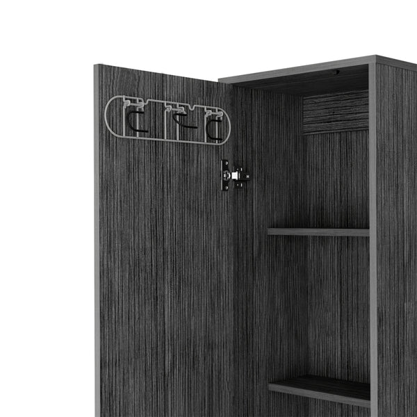 English Elm Storage Cabinet Buccan Smokey Oak Gray Laundry Organizer with Single Door & 5 Shelves, Versatile Home Storage B092142829