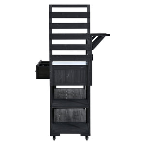 English Elm Topmax Modular Fir Wood Outdoor Kitchen Cart Stainless Steel Prep Station Black N717P417963B