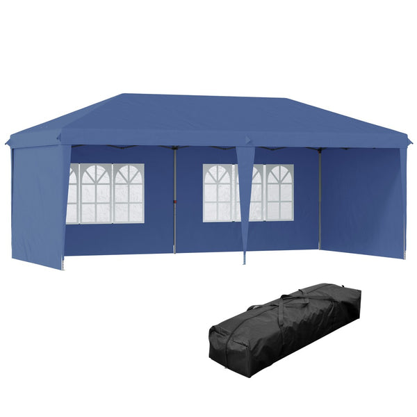 English Elm Outsunny 10' X 20' Heavy Duty Pop Up Canopy Tent With 4 Sidewalls For Stylish Outdoor Events & Gatherings W2225P174282-GIGA