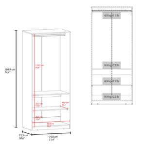 English Elm Wenden Tall Double-Door Armoire with Shelves & Hanging Rod, Freestanding Modern Wardrobe Black B200P335353