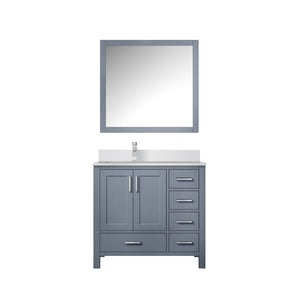 English Elm Dark Grey Bath Vanity Set With Cultured Marble Countertop, Chrome Faucet & Stylish 34" Mirror B2731S01330