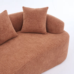 English Elm LY-025S Curved Loveseat Sofa Compact 65" chenille upholstery, 30D foam with spring core, 300lb capacity, 3 pillows, apartment-friendly Coral W2231P292947