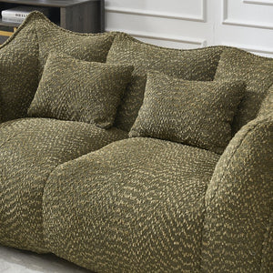 English Elm Soft Plush Foam Beanbag Chair for Two People, Square Recliner Sofa With Superfiber Comfort Embrace Olive Green W1996P252273
