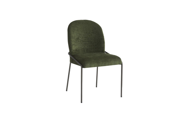 English Elm Modern Curved High Back Dining Chairs with Bronze Iron Frame Linen Upholstery Set of 2 N762P288935F