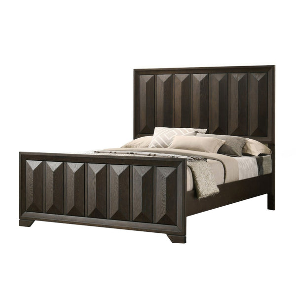 English Elm Beautiful Espresso Wood Panel Queen Bed Set with Two Nightstands for Transitional Bedroom B2741S00897