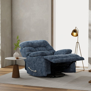 English Elm Swivel Glider Recliner Plush Upholstered Chair for Contemporary Living Rooms Blue B339P422561