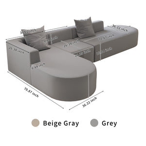English Elm L Shaped Modular Sectional Sofa - 110" Grey Corduroy Couch With Movable Ottoman For Ultimate Comfort W3670S00003