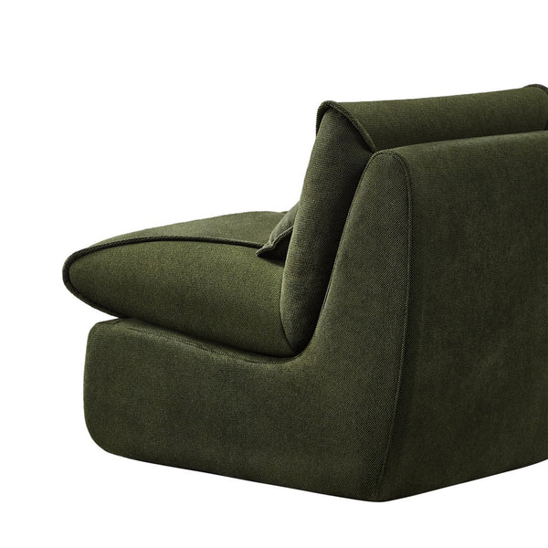 English Elm Compressed Lounge Chair with Ottoman - Space-Saving Chenille Upholstered Sofa, High-Density Foam Comfort Green W1036P251828