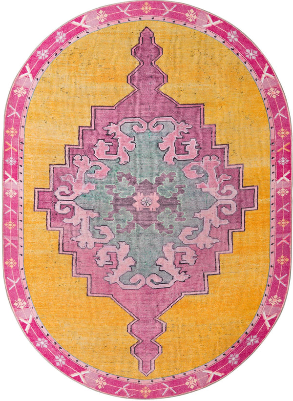 Unique Loom Timeless Thomas Machine Made Medallion Rug Yellow, Green/Ivory/Violet/Orange 7' 7" x 10' 6"