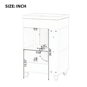 English Elm 20" Matte Freestanding Bathroom Vanity Ceramic Sink Mdf Cabinet Open Side Shelf Black N725P364206B