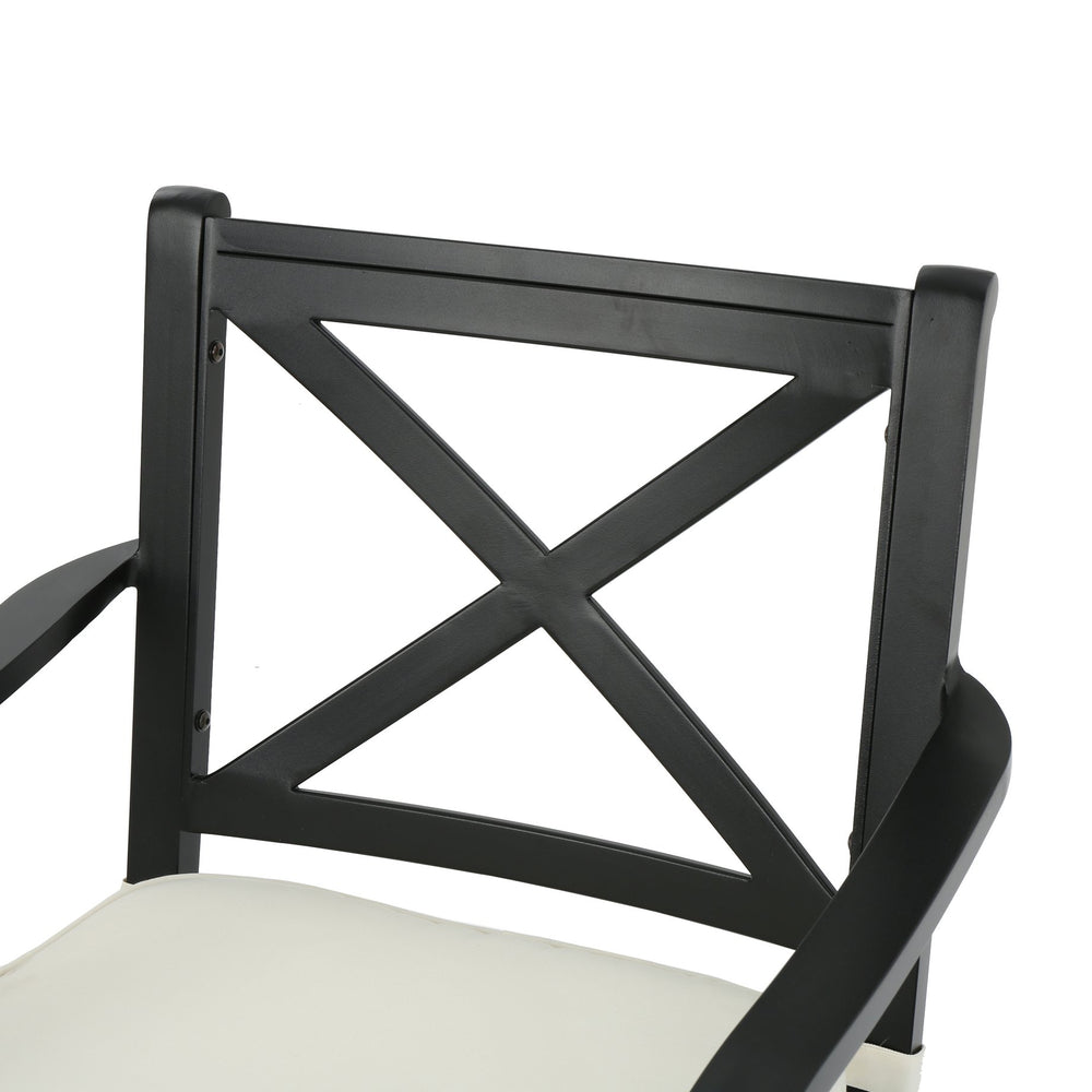English Elm Christopher Knight Home® - 2PC Dining Chair Set Black+Ivory - Lightweight Cast Aluminum Outdoor Chairs with Water-Resistant Cushions 60497.00
