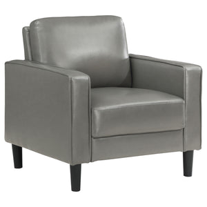 English Elm Farallone Upholstered Track Arm Accent Chair in Leatherette with Tapered Feet and Plush Support Grey B062P299959