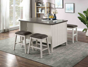 English Elm Set of 2 Counter Height Stools White Wood Frame Gray Padded Seat Farmhouse Kitchen B2741P439945