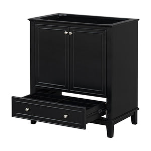 English Elm 30" Matte Black Bathroom Vanity Base Solid Wood Frame Mdf Storage Cabinet Modern N725P186143B