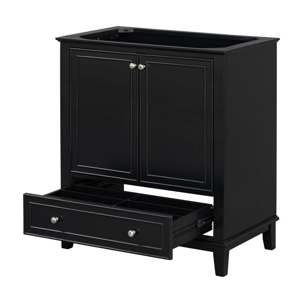 English Elm 30" Matte Black Bathroom Vanity Base Solid Wood Frame Mdf Storage Cabinet Modern N725P186143B