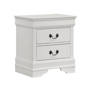 English Elm 2-drawer Nightstand White Lacquer Finish Bracket Feet Molded Trim Bedroom Storage B016P453459