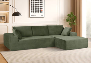 English Elm Cozyform Convertible Sectional Sofa - Soft Corduroy, No Assembly, Versatile Comfy Couch In Dark Green B2735P359710
