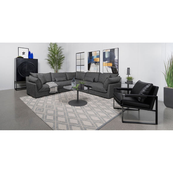 English Elm Tomasina Black 5-Piece Modular Sectional Sofa - Stylish, Comfortable Design For Modern Living Spaces B062S01132-GIGA