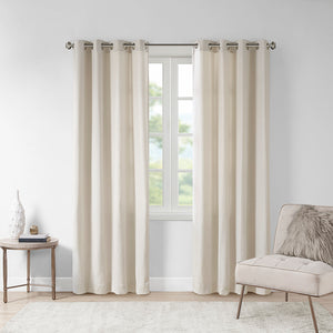 JLA Home Madison Park - Solid Piece Dyed Grommet Top Curtain Panel with Heathered Texture, Lightweight Drapey Warmth 63 L x 50 W x 0.13H MP40-6750