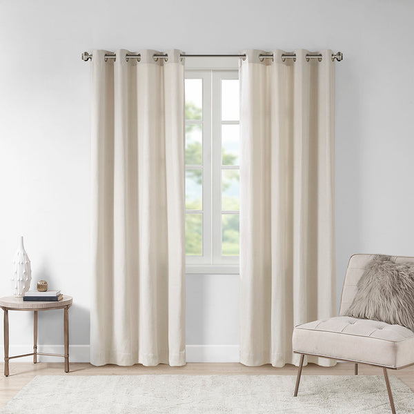 JLA Home Madison Park - Solid Piece Dyed Grommet Top Curtain Panel with Heathered Texture, Lightweight Drapey Warmth 63 L x 50 W x 0.13H MP40-6750