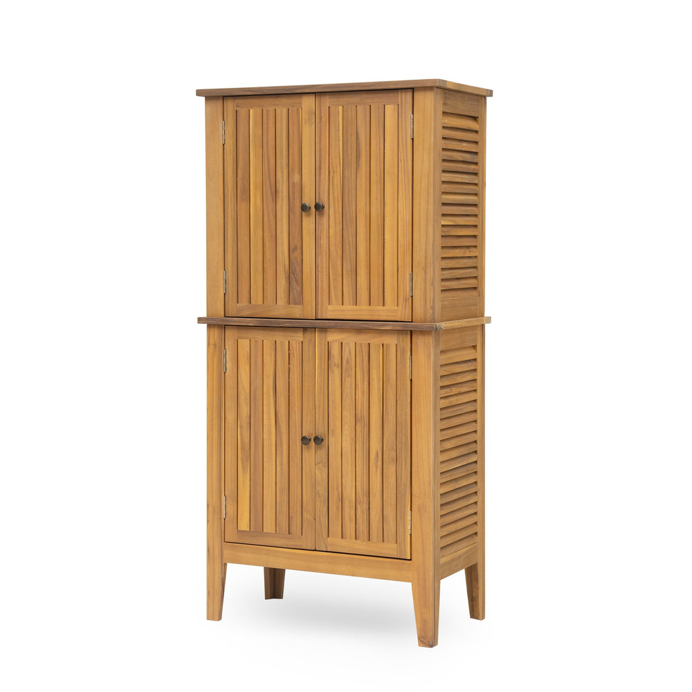 English Elm Christopher Knight Home® - Kedzie Teak Acacia Wood Cabinet with Slatted Coastal Farmhouse Design, Weather‑Resistant Storage (44.5") N775P251936T