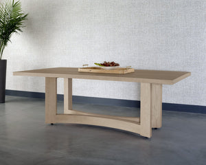 Sunpan Arezza 90.5" Sculptural Dining Table in Light Wash Oak - Scandinavian Design for Modern Homes