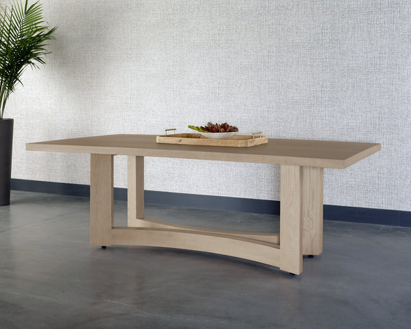 Sunpan Arezza 90.5" Sculptural Dining Table in Light Wash Oak - Scandinavian Design for Modern Homes