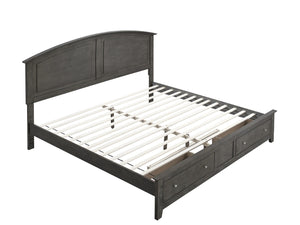 English Elm Hammond King Storage Bed with Panel Headboard Farmhouse Platform Frame Two Drawers Gray B078S00677