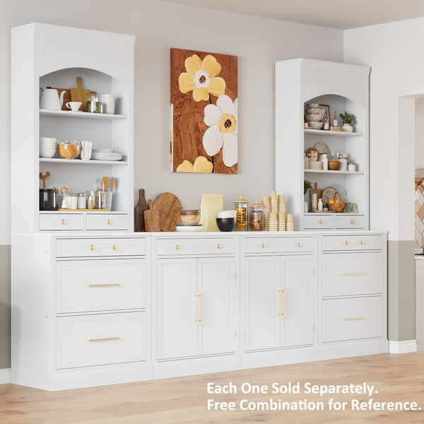 English Elm Topmax 83.7" Modern Tall Kitchen Pantry With Faux Marble Top & Adjustable Storage N717P221575K-GIGA