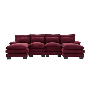 English Elm United We Win U Shaped Cloud Couch - Luxurious Chenille 4-Seat Sectional With Memory Foam & Storage W1568S00214-GIGA