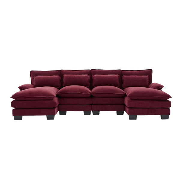 English Elm United We Win U Shaped Cloud Couch - Luxurious Chenille 4-Seat Sectional With Memory Foam & Storage W1568S00214-GIGA