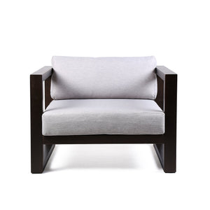 English Elm Quivra Dark Eucalyptus Outdoor Lounge Chair with Gray UV-Resistant Cushions, Ergonomic Support B2736P354403
