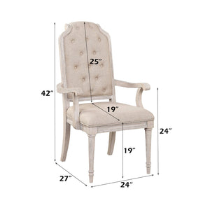 English Elm Wynsor High Back Tufted Arm Chairs Set of Two Rubberwood Antique White Dining B2726P457134