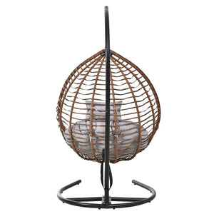 English Elm U_style Wicker Hanging Egg Chair with Stand Foldable Indoor Outdoor Swing Seat Brown+Gray N711P389502G