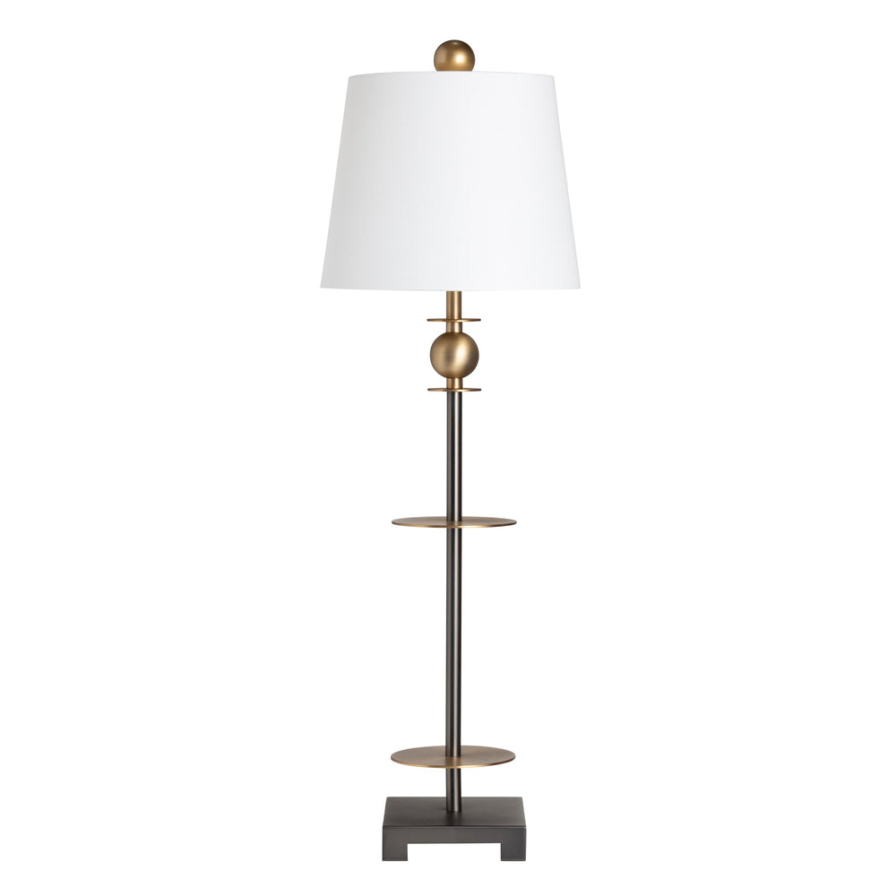Crestview Collection 37.25"H Metal Buffet Lamp - Modern Transitional Style With Brass Accents & White Linen Shade For Elegance   Cvaer1989