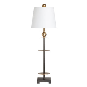 Crestview Collection 37.25"H Metal Buffet Lamp - Modern Transitional Style With Brass Accents & White Linen Shade For Elegance   Cvaer1989