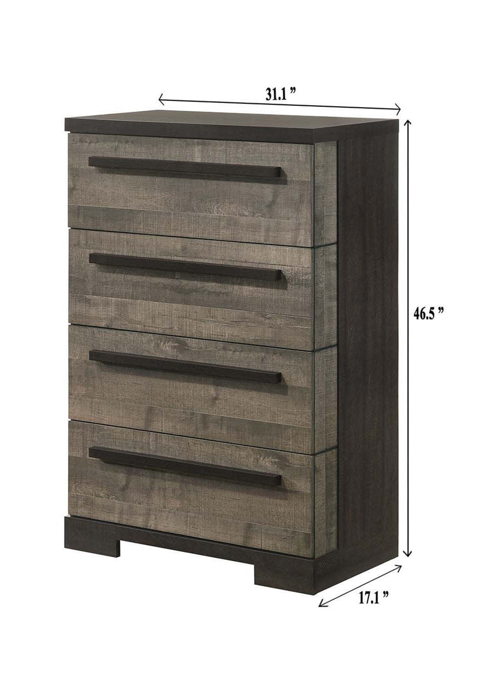 English Elm 1pc Modern 2-Drawer Nightstand Gray Wood Finish for Bedroom Storage, Compact Stylish Accent Piece Brown 35 L x 21 W x 51 H B011P210426