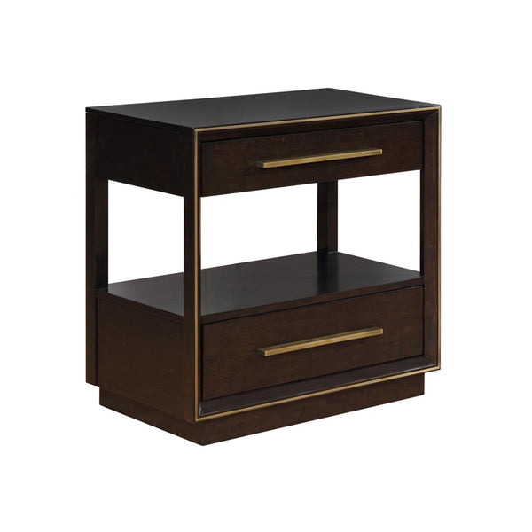 English Elm 2 Chic Two-Drawer Nightstand with Sparkling Acrylic Panels and Faceted Crystal Hardware for Glam Bedrooms Dark Brown B016P255632