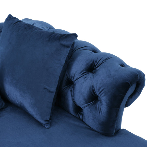 English Elm Christopher Knight Home® - Chaise Lounge Part - Elegant Navy Blue Velvet With Button-Tufted Design For Modern Comfort & Style 67581.00ANBLU
