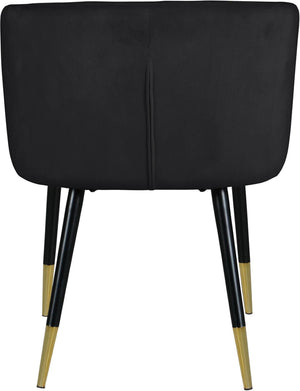 English Elm 1pc Velvet Barrel Back Accent Chair Gold Nailhead Trim Glamorous Curved Seat Black B011P496761