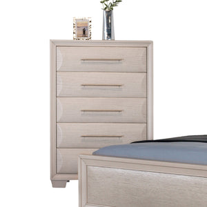 English Elm English Dovetail Chest 36"W x 55.5"H White Oak Finish Transitional 5-Drawer Felt-Lined Top Drawer B2741P372208